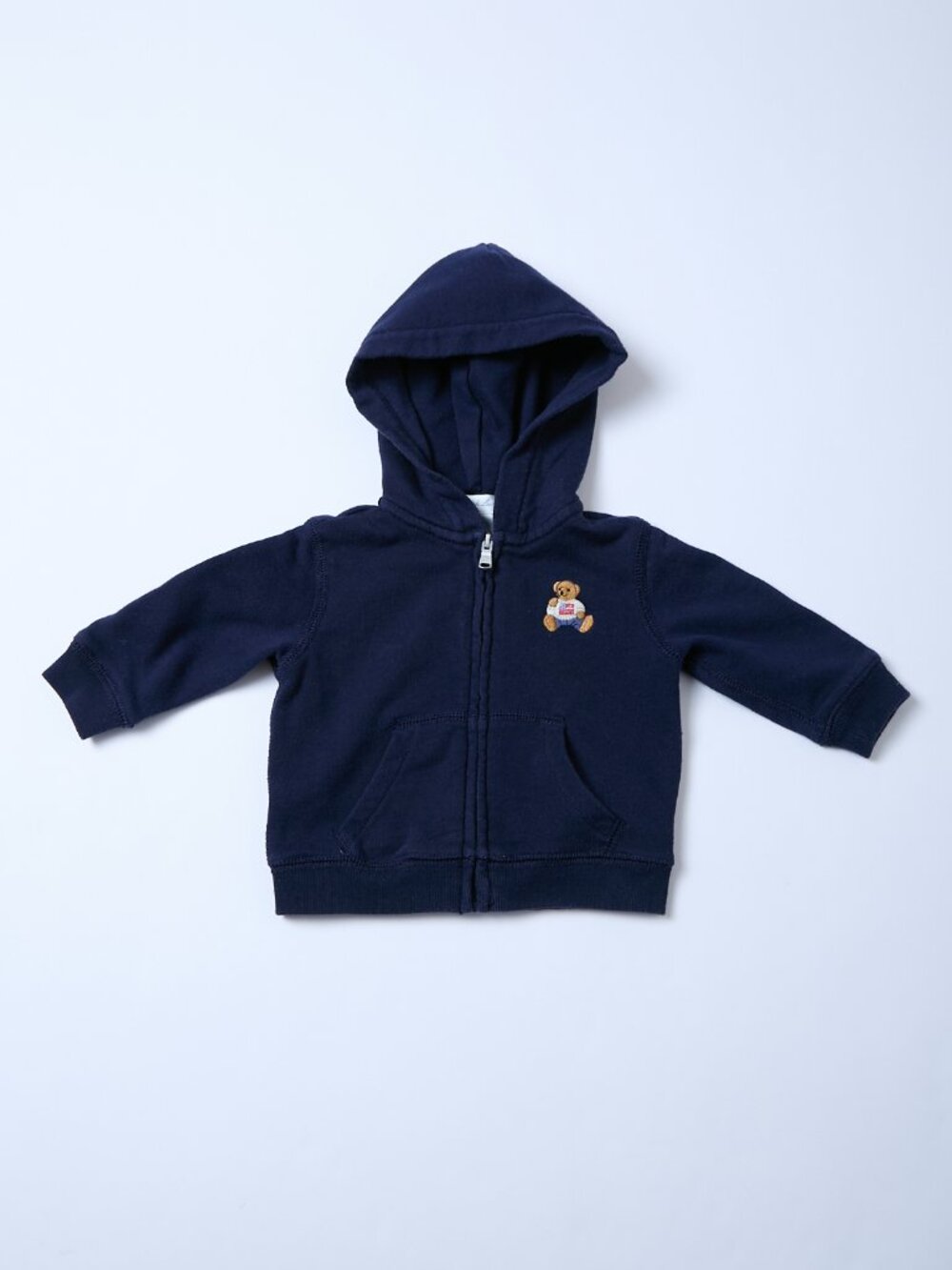 Ralph Lauren Polo Bear Zip Hoodie Sweatshirt Navy Baby Boy Girl 6M Embroidered